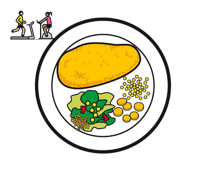 FITNESSTELLER MIT PANIERTEM SCHNITZEL / ALTERNATIVE: PANIERTER MOZZARELLA