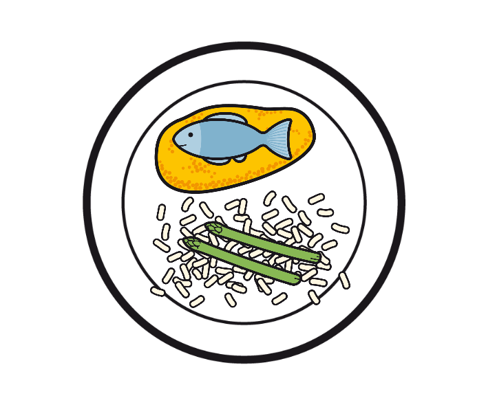 PANIERTES FISCHFILET MIT SPARGELRISOTTO