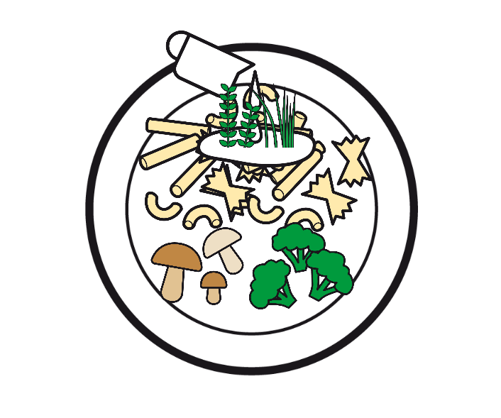 FRÜHLINGS-PENNE MIT BÄRLAUCHSAUCE, PILZEN UND BROKKOLI